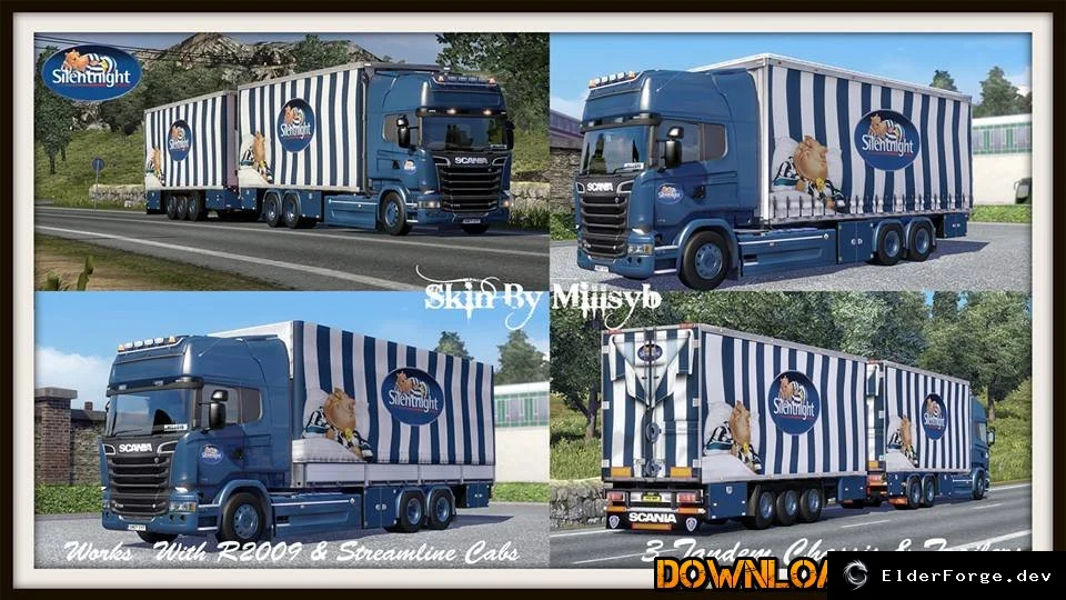 Обложка мода: Scania Silentnight Tandem Skin Pack – набор скинов для прицепов в Euro Truck Simulator 2