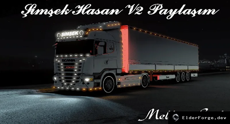 Обложка мода: Scania Simsek с прицепом Schmitz Cargobull – мод для ETS2 (v1.45)