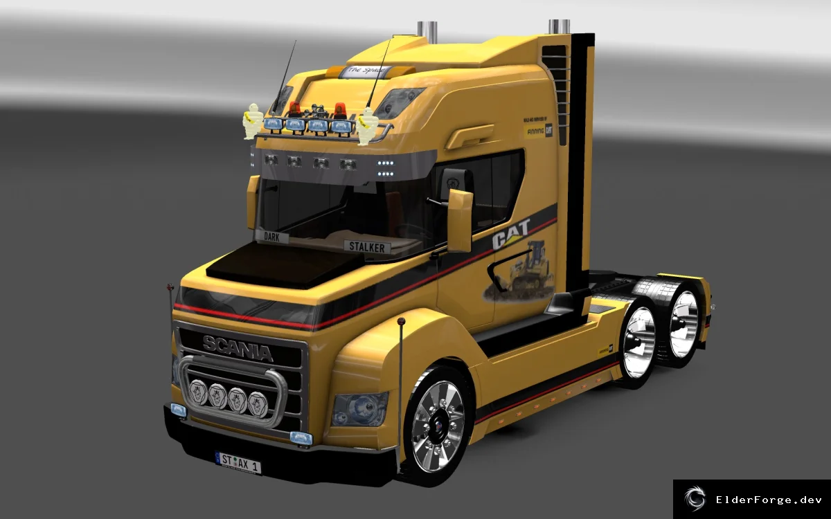Обложка мода: Scania Stax + Caterpillar Skin для Euro Truck Simulator 2 – новые детали и тюнинг