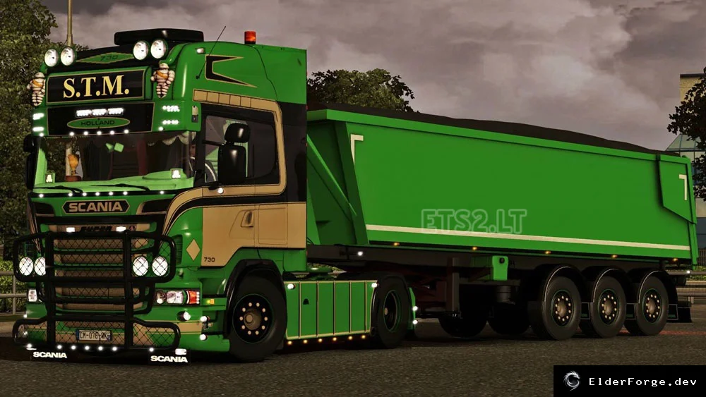 Обложка мода: Scania STM + Прицеп – новая световая маска, тюнинг и лёгкий прицеп для Euro Truck Simulator 2
