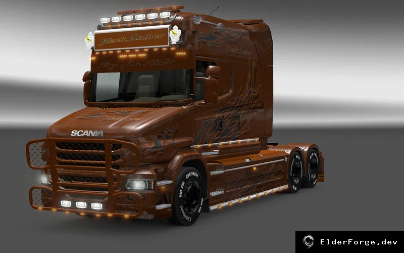 Обложка мода: Scania T Longline Black Amber – новый скин и звук для Euro Truck Simulator 2