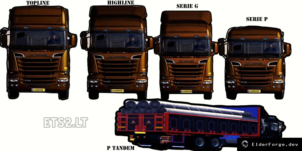 Обложка мода: Scania Trucks Pack для Euro Truck Simulator 2 – новые модели, текстуры и звуки