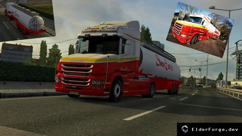 Обложка мода: Simo Loos v1.0 Combo – Скин для Scania T RJL и оригинальная пищевая цистерна в ETS2