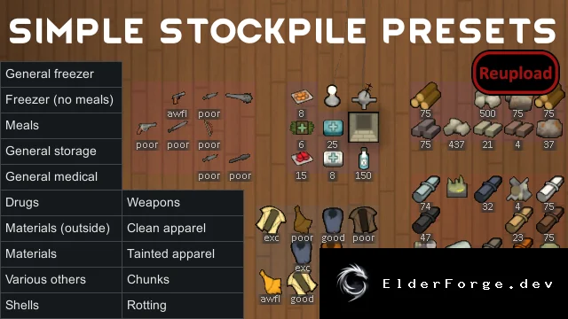 Simple Stockpile Presets – быстрые настройки складов для RimWorld
