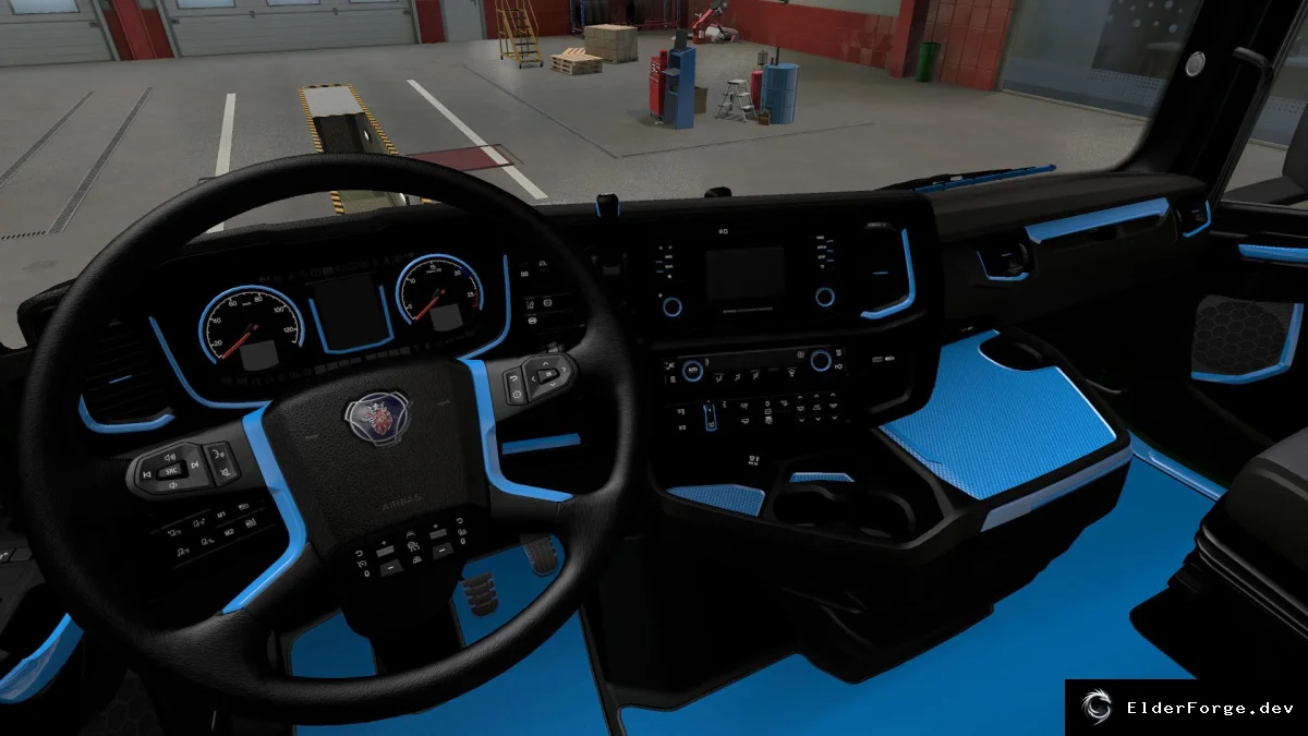 Обложка мода: Синий и зелёный интерьер для Scania 2016 в Euro Truck Simulator 2