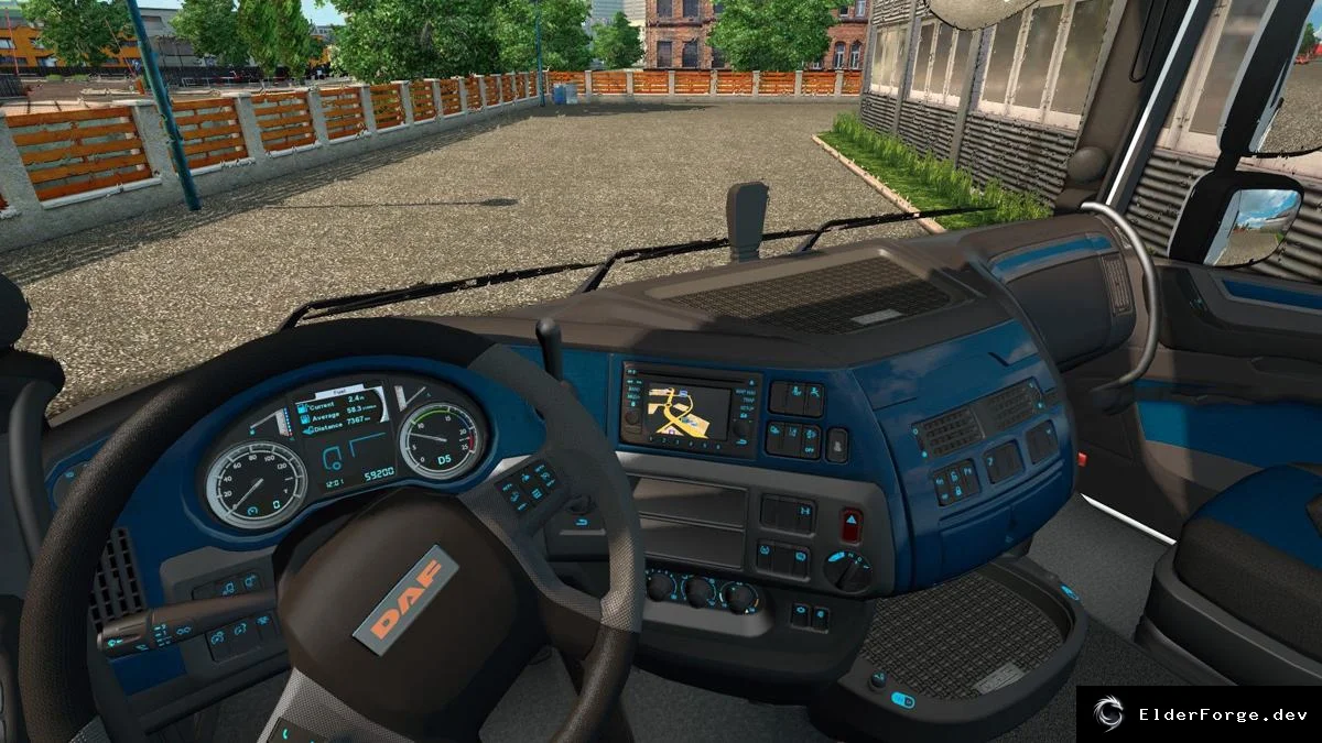 Обложка мода: Синий карбон DAF Euro 6 – интерьер для Euro Truck Simulator 2