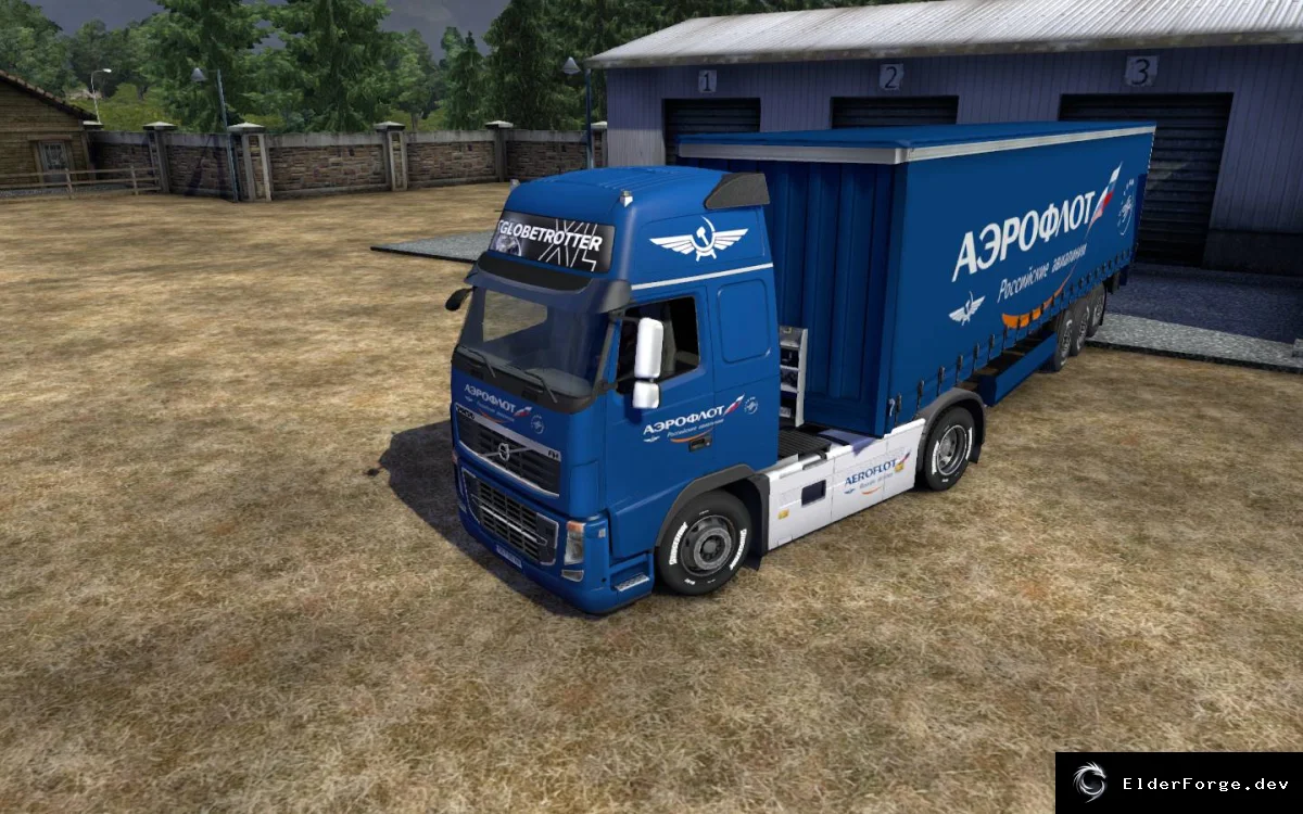 Обложка мода: Скин Аэрофлот для Volvo FH и прицепа в Euro Truck Simulator 2