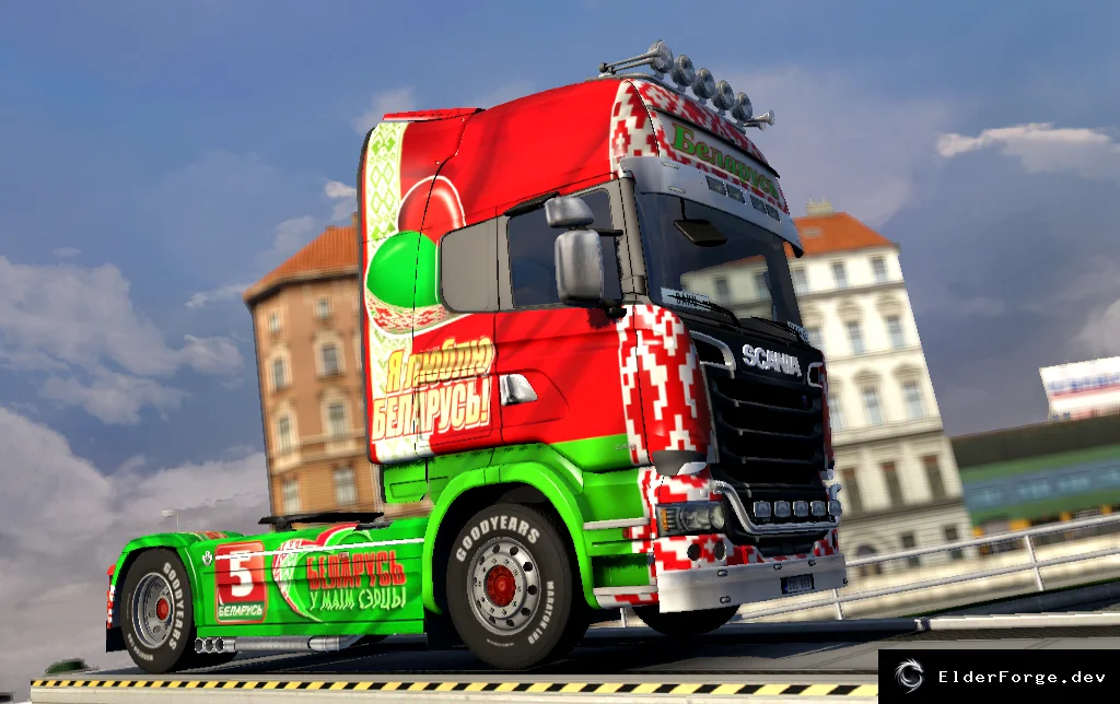 Обложка мода: Скин «Belarus» для Scania Streamline и прицепа в Euro Truck Simulator 2
