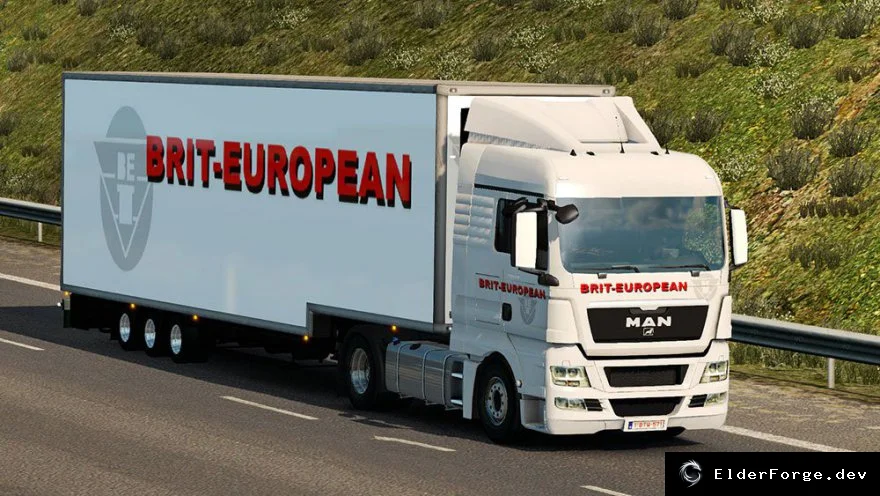 Обложка мода: Скин Brit European для MAN TGX и автономного прицепа – Euro Truck Simulator 2