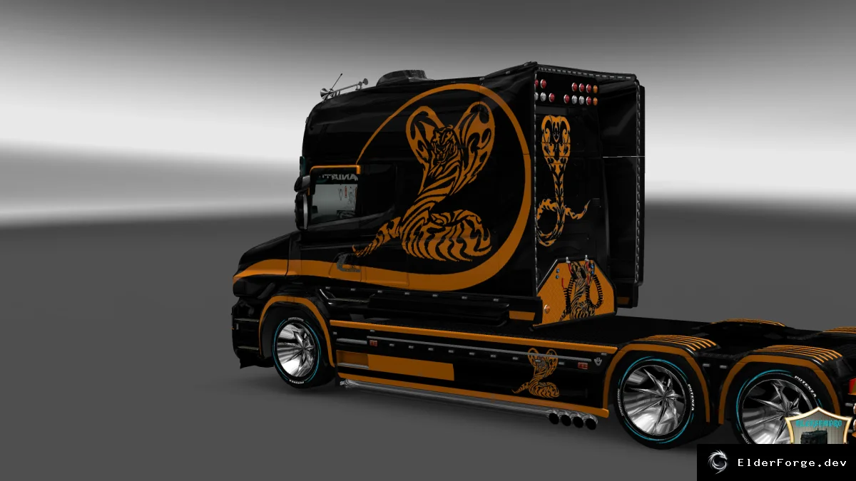 Обложка мода: Скин Cobra для Scania T Longline – новый внешний вид в Euro Truck Simulator 2