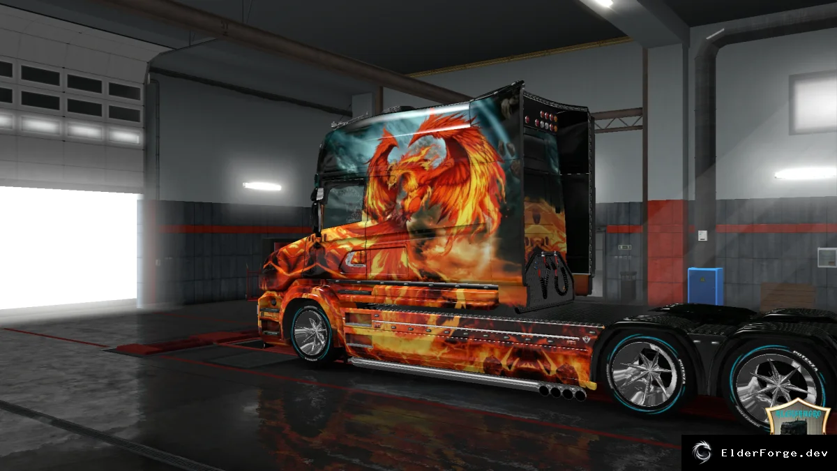 Обложка мода: Скин Феникс v2 для Scania T Longline – Euro Truck Simulator 2