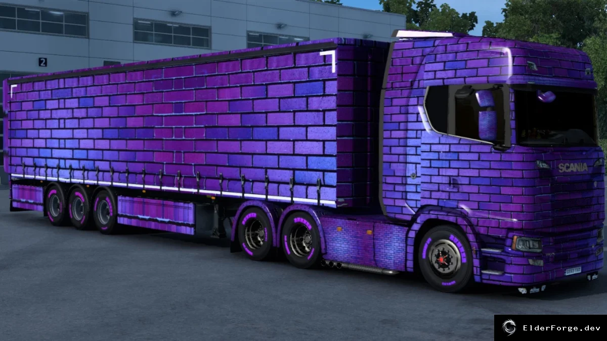 Обложка мода: Скин «Фиолетовая кирпичная стена» для Scania в Euro Truck Simulator 2