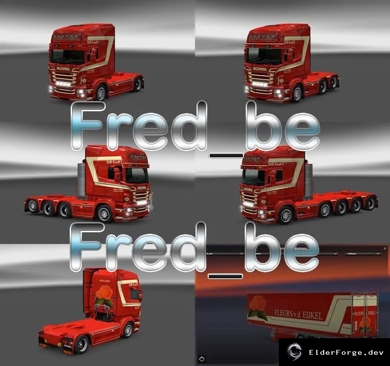 Обложка мода: Скин Fleurs v.d. Eijkel для Scania RJL и автономного прицепа – Euro Truck Simulator 2