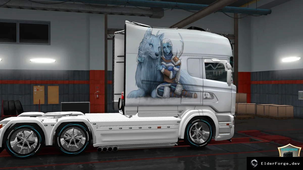 Обложка мода: Скин «Girl and Wolf» для Scania RS Longline – Euro Truck Simulator 2