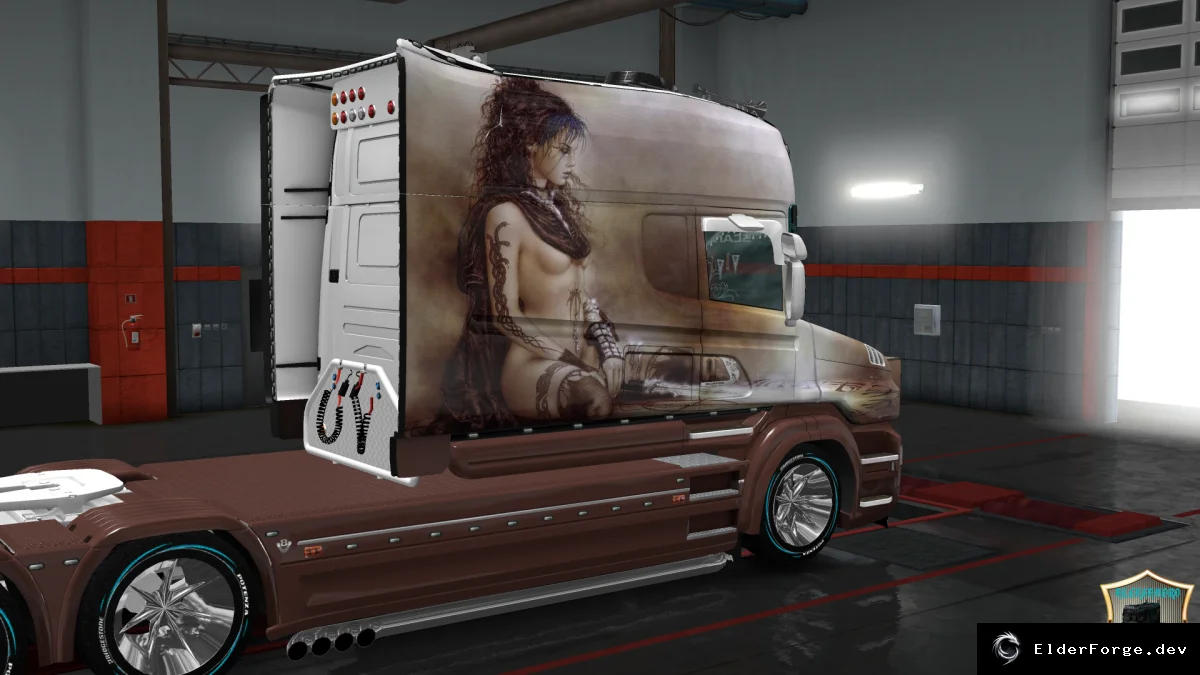 Обложка мода: Скин «Girl with a Sword v2» для Scania T Longline – Euro Truck Simulator 2