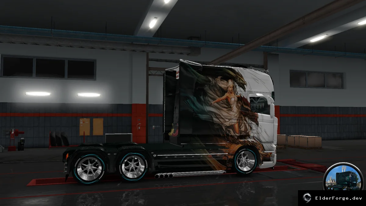 Обложка мода: Скин «Girl with Dragons» для Scania RS Longline – Euro Truck Simulator 2