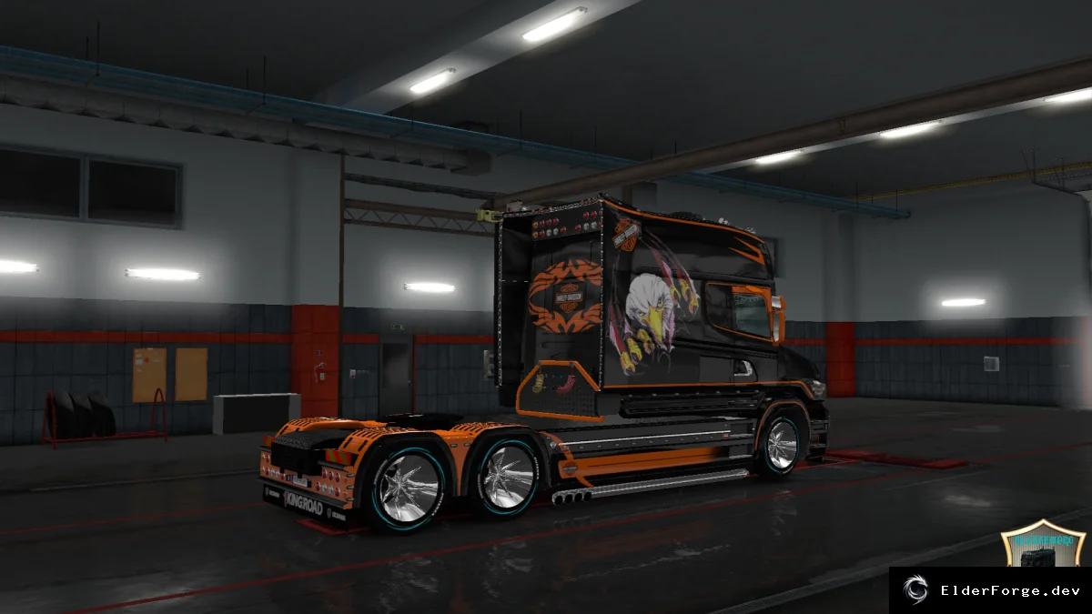 Обложка мода: Скин Harley Davidson v2 для Scania RS Longline – Euro Truck Simulator 2
