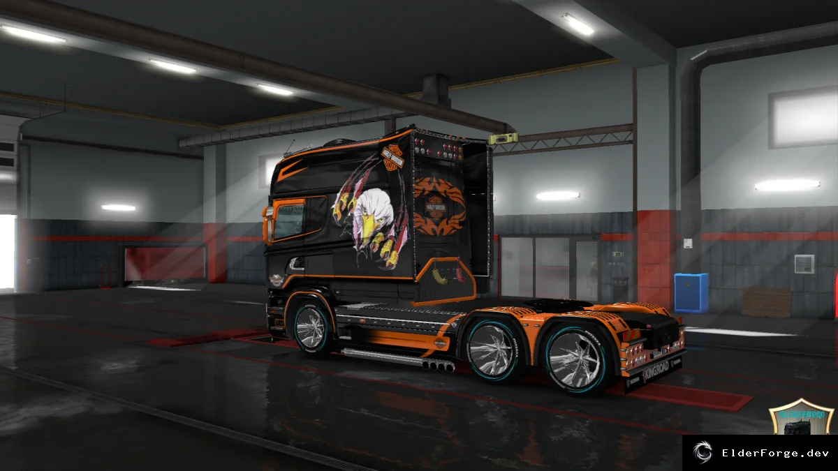 Обложка мода: Скин Harley‑Davidson v2 для Scania T Longline – Euro Truck Simulator 2