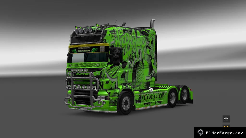 Обложка мода: Скин Hip‑hop для Scania RJL RS в ETS2 – яркая раскраска