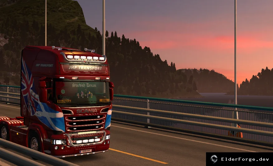 Обложка мода: Скин JHP Transport (Red) для Scania RS RJL – Euro Truck Simulator 2