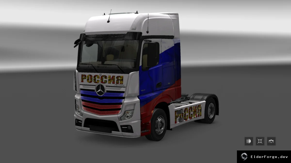 Обложка мода: Скин Mercedes New Actros с российским прицепом для ETS2