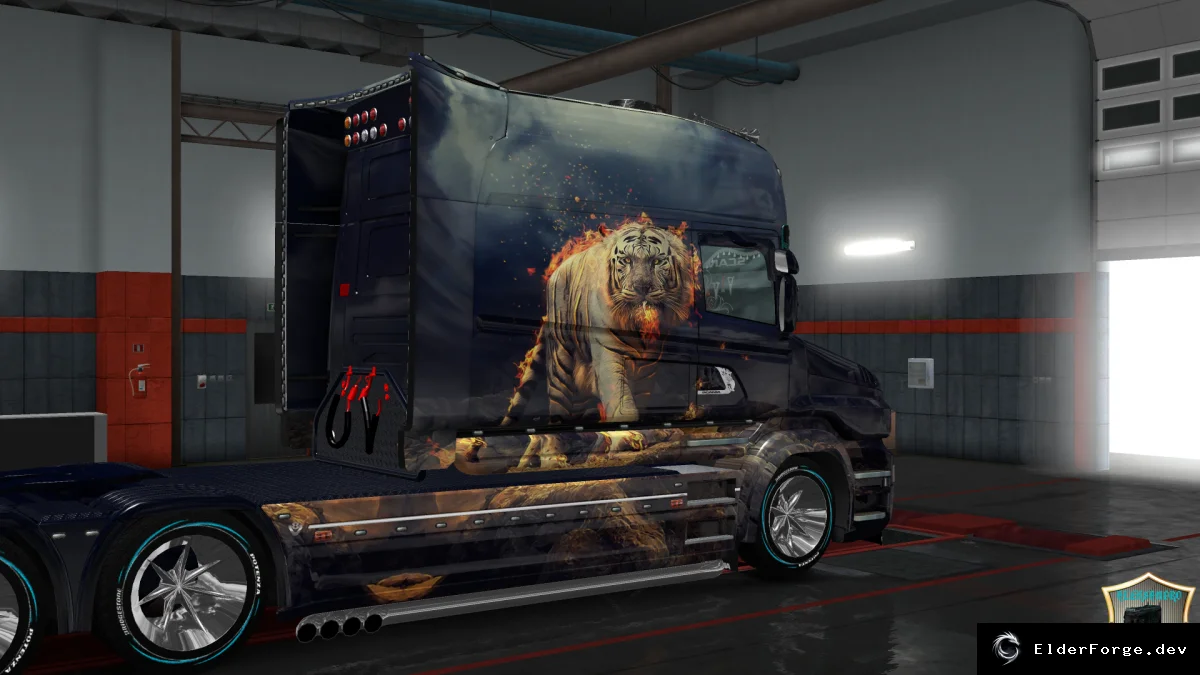 Обложка мода: Скин «Огненный Тигр» для Scania T Longline – Euro Truck Simulator 2