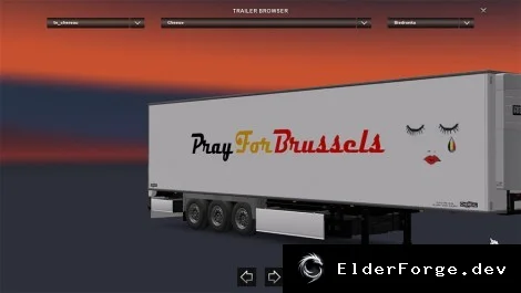 Обложка мода: Скин прицепа «Pray For Brussels» для Euro Truck Simulator 2