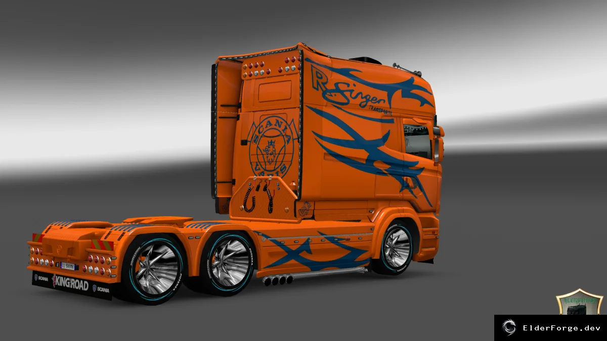Обложка мода: Скин R. Singer для Scania RJL Longline – новый внешний вид в Euro Truck Simulator 2