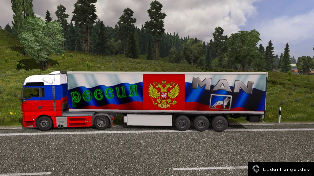 Обложка мода: Скин «Россия» для MAN TGX и автономного прицепа в ETS2