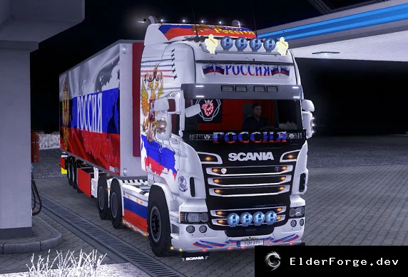 Обложка мода: Скин «Россия» для Scania RJL и прицепа Cherau в Euro Truck Simulator 2