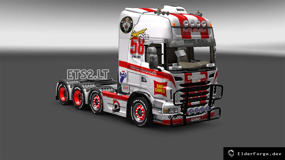 Обложка мода: Скин Scania R «Tribute to Marco Simoncelli» для Euro Truck Simulator 2