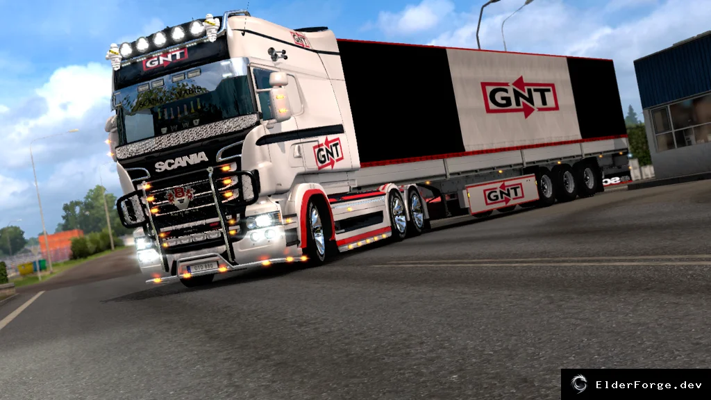 Обложка мода: Скин Scania RJL RS GNT Company + прицеп Schmitz для Euro Truck Simulator 2