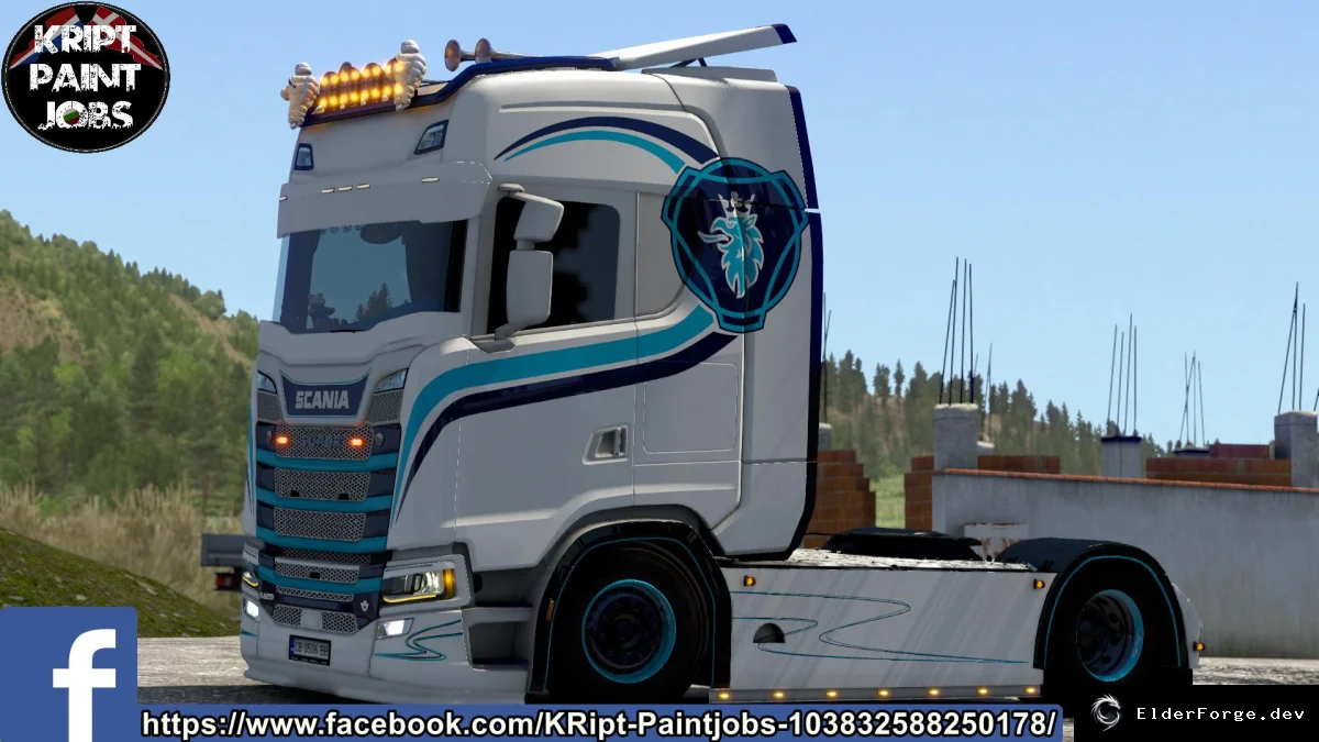Обложка мода: Скин Scania S Blue Lines для Euro Truck Simulator 2 (ETS2)