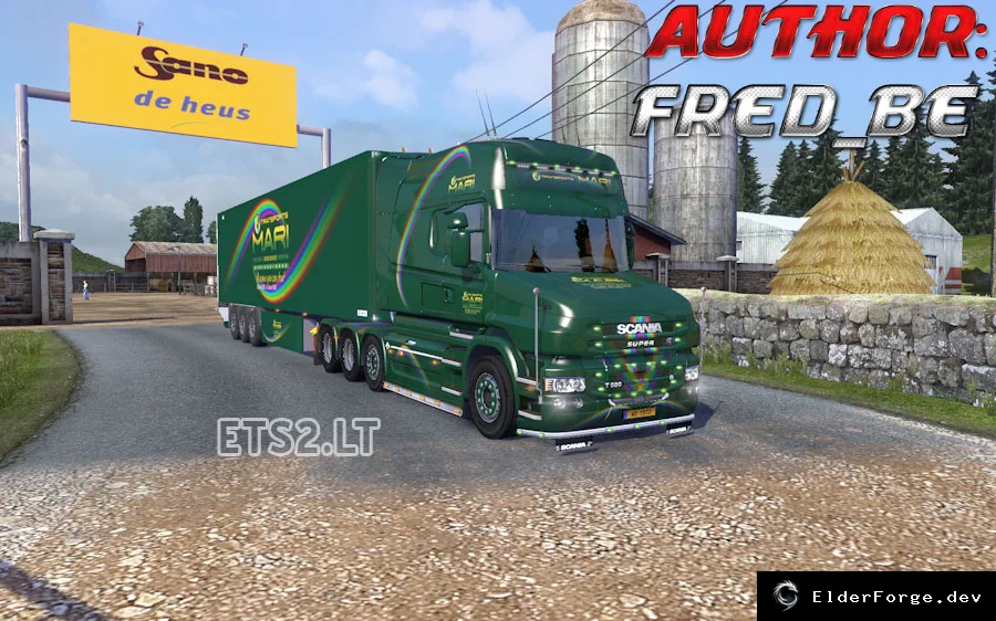 Обложка мода: Скин Scania T Longline Lamberet Mari + автономный прицеп для Euro Truck Simulator 2