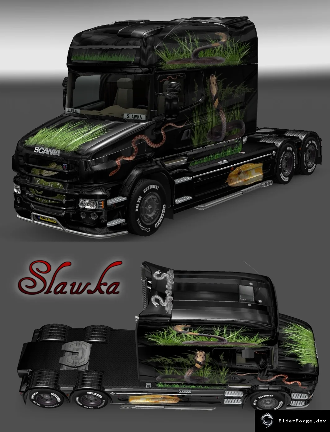 Обложка мода: Скин Scania T Longline «Snake» для Euro Truck Simulator 2