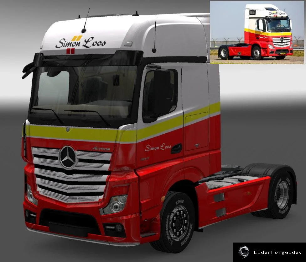Обложка мода: Скин Simon Loos для Mercedes Actros MP4 и автономного прицепа в ETS2