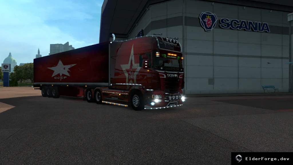 Обложка мода: Скин СССР для Scania RJL EXC Longline+ и прицепа – ETS2