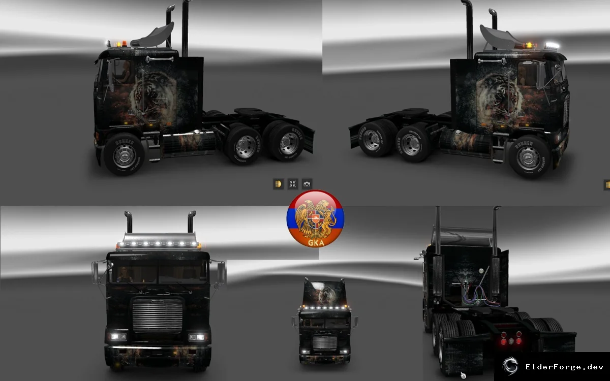 Обложка мода: Скин «Тигр» для Freightliner FLB в Euro Truck Simulator 2
