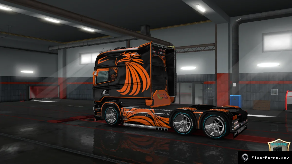 Обложка мода: Скин Vabis Orange для Scania RS Longline – Euro Truck Simulator 2