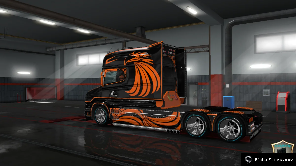 Обложка мода: Скин Vabis Orange для Scania T Longline – мод для Euro Truck Simulator 2