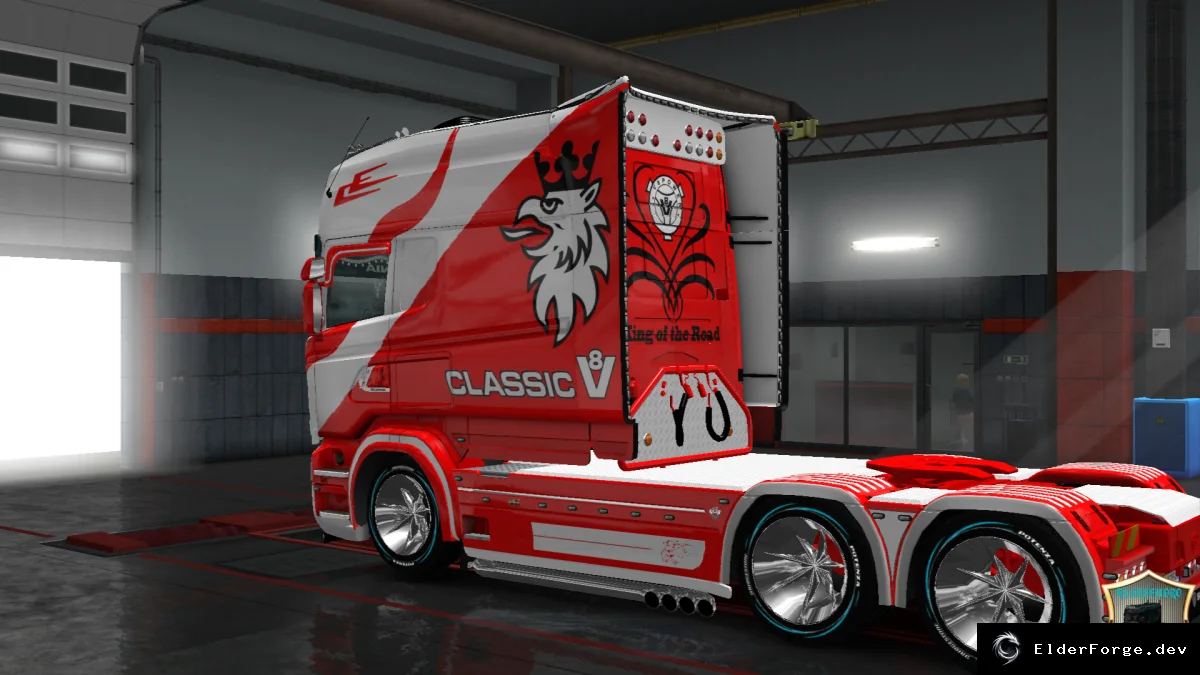 Обложка мода: Скин Vabis Red White для Scania RS Longline – Euro Truck Simulator 2