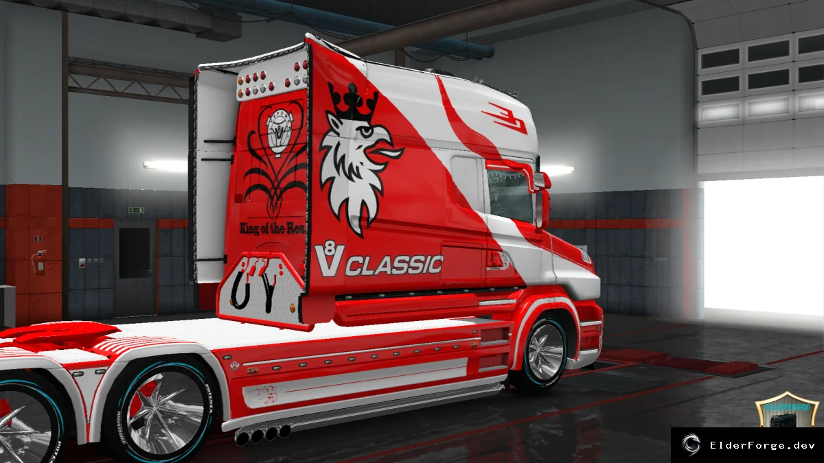 Обложка мода: Скин Vabis Red White для Scania T Longline – Euro Truck Simulator 2