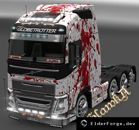 Обложка мода: Скин Volvo FH16 2013 «Bloody Truck» для Euro Truck Simulator 2