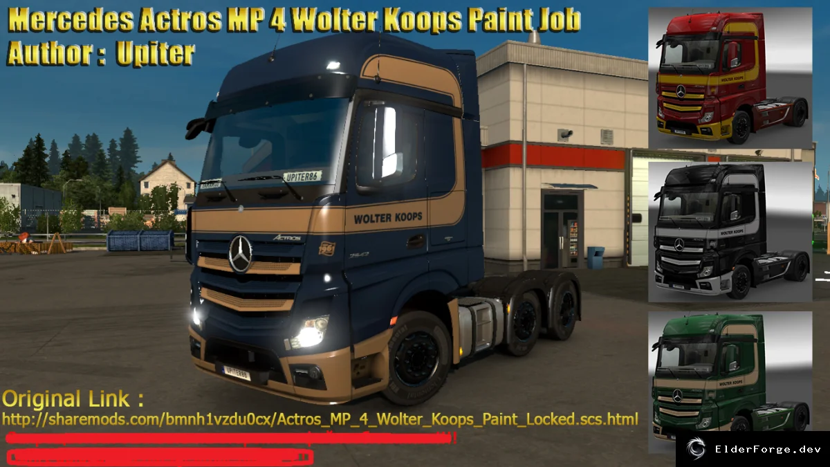 Обложка мода: Скин Wolter Koops для Mercedes Actros MP4 – яркая раскраска в ETS2