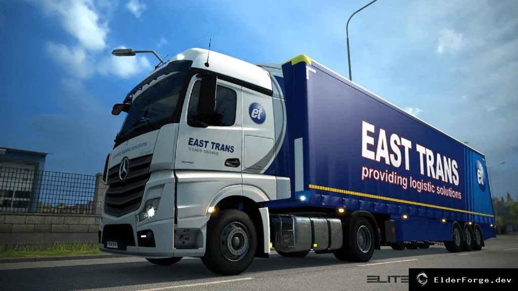 Обложка мода: Скин‑пак East Trans для Mercedes Actros MP4 и прицеп – ETS2