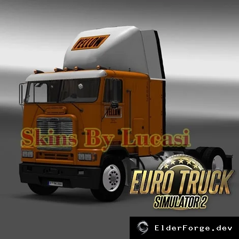 Обложка мода: Скин‑пак «Old school Yellow» для Freightliner FLB и прицепа в ETS2