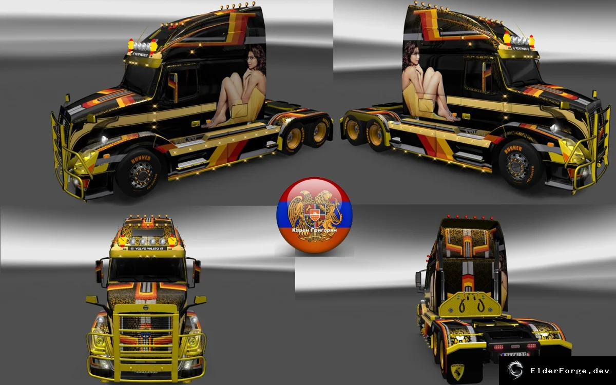Обложка мода: Скин‑пак VNL Style2 для Volvo FH 670 + двухуровневый прицеп – ETS2