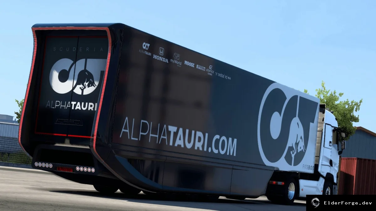 Обложка мода: Скины для трейлера MB Aerodynamic в Euro Truck Simulator 2 – Alpine F1, AlphaTauri, AF Corse