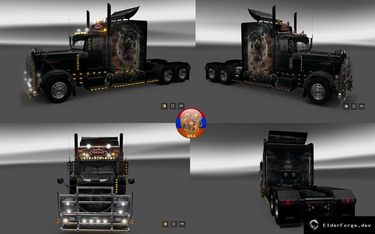 Обложка мода: Скины Tiger для Peterbilt 389 и 389V2 – новые варианты окраски в ETS2
