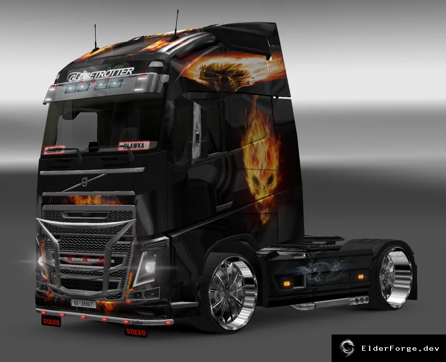 Обложка мода: Skull Skin для Volvo FH16 2013 – уникальный внешний вид в Euro Truck Simulator 2